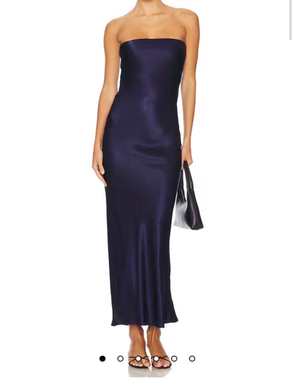 Strapless Satin Maxi Dress in Deep Navy